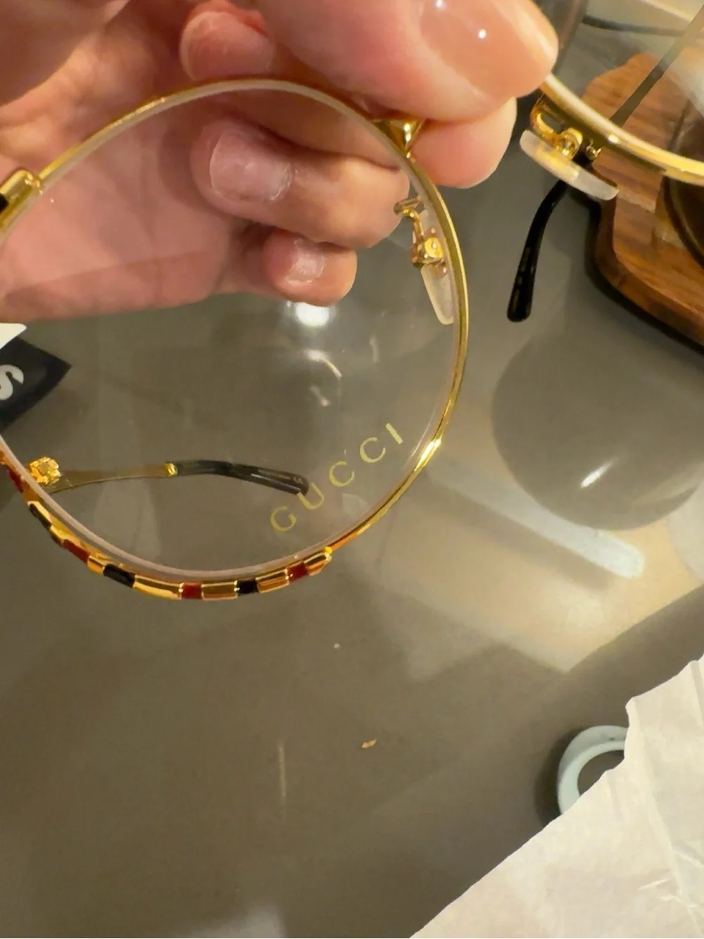 Gucci GG0596OA Oversized Clear Lens Glasses | Gold | Case Included